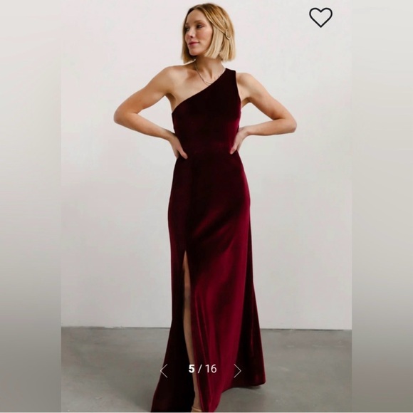 Baltic Born Dresses & Skirts - Baltic Born Tatiana Velvet One-Shoulder Maxi Dress Merlot Size S